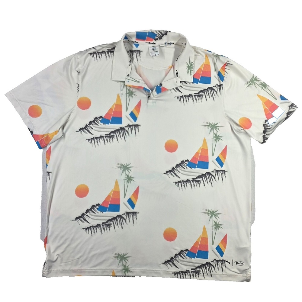 Puma Duvin Golf Rare Polo Sailboats Sunset XXL White Logo